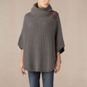 Massimo Dutti Charcoal Cable Knit Poncho Cape